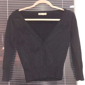 SPARKLY BLACK BUTTON FOWN CARDIGAN 3/4 SLEEVE